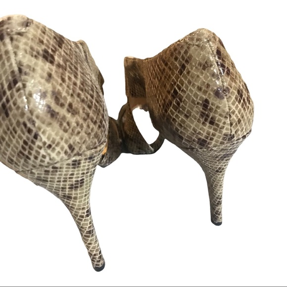 Enzo Angiolini brown snakeprint crisscross open toe back zip stiletto size‎ 10 - Picture 14 of 14
